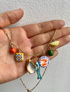 Keramik Design, Dope Jewelry, Charm Necklaces, Funky Jewelry, Jewelry Lookbook, Italian Summer, Clay Charms, European Summer, Bijoux Diy