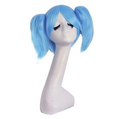 PRICES MAY VARY. 100% Brand New & 100% High temperature fiber It is easy to appear the clips if the ponytails used improperly, but it can be solved by sorting out your hair. Length: Approx Wig 30cm, Ponytail: 25cm wig Cap Size: The maximum circumference Approx 20~21Inch/51~53cm(Exist 1~2cm normal error), The Size of wig Cap is Adjustable Package included: 1 wig With 2 Ponytails 1. Our wig product is made of Kanekalon fiber which is a thermostable Material and called "High-temperature resistance Light Blue Clothing, Claw Ponytail, Lovely Anime, Ponytail Wig, Blue Wig, Blue Clothing, Comic Con Cosplay, Sky Blue Color, Short Wigs