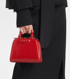 Antigona Cube Nano leather tote bag in red - Givenchy | Mytheresa Givenchy Antigona, Red Leather Bag, Givenchy Bag, Slingback Pump, Black Tote Bag, White Bag, Leather Tote Bag, Leather Tote, Red Leather