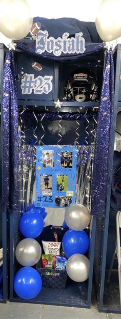 balloons and streamers are on display in the locker