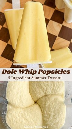 dole whip popsicles in a blender with text overlay