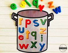 the letters are spelled in different colors and shapes