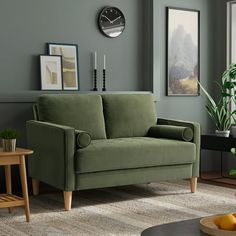 a living room scene with focus on the couch