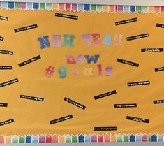 a bulletin board with the words new year below it