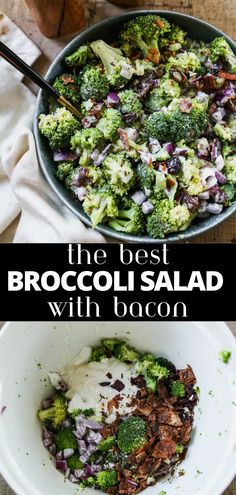 Healthy broccoli salad with bacon, almonds, raisins, and a tangy dressing. Broccoli Salad With Bacon And Raisins, Brocoli Christmas Salad, Winter Salad Recipes Christmas, Brocoli Salad Recipes, Brócoli Salad, Best Broccoli Salad, Broccoli Salad With Bacon, Best Broccoli Salad Recipe, The Best Broccoli