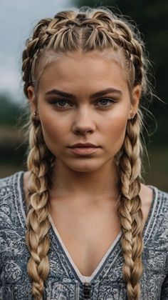 Mohawk Viking Braid, Easy Pretty Braids, Viking Braids Hairstyles, Braids Hairstyles Tutorials, Mohawk Braids, Intricate Hairstyles, Viking Braids, Pretty Braids, Braided Hairdo