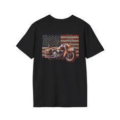 Rev up your style with this vintage 80s cruiser motorcycle T-shirt from STD (Super Tuff Dudes)! Featuring a bold and nostalgic design, this tee showcases a classic cruiser motorcycle against a vibrant backdrop of the American flag. Celebrate American pride and the spirit of freedom with this unique piece that's perfect for motorcycle enthusiasts and vintage lovers alike. Made from premium, soft cotton for ultimate comfort and durability, this T-shirt is ideal for everyday wear or as a standout p Biker T-shirt With Sublimation Print For Biker Events, Vintage Short Sleeve T-shirt For Motorcycling, Biker Style T-shirt With Sublimation Print For Biker Events, Retro Graphic Print T-shirt For Biker Events, Vintage Crew Neck T-shirt For Motorcycling, Vintage Short Sleeve Motorcycling T-shirt, Biker Style T-shirt With Front Print For Biker Events, Vintage American Flag Print Cotton T-shirt, Vintage Cotton T-shirt With American Flag Print