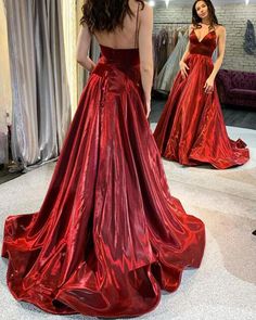 Burgundy Prom Dress Long, Prom 23, Prom Dresses Cheap, Satin Prom Dresses, Random Outfits, Banquet Dress, Formal Ball Gown, Yule Ball, Spaghetti Strap Prom Dress