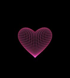 a pink heart on a black background with lines in the shape of a grid,