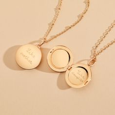 Our weighted Personalized Locket Necklace can be hand-engraved on the inside and out, keeping your loved ones and special memories close to heart.18K Champagne Gold Plated or 925 Sterling SilverLoquet charm: 0.8 diameterSecure clasp fasteningCharms are removable from this chain and can be worn on all Merci Maman chain lengthsHand-engraved in our Paris studioSent with love in a complimentary gift boxAny slight variations in lettering depth, spacing and alignment from the examples shown are part o Personalised Necklace, Engraved Necklace, Champagne Gold, Metal Necklaces, Locket Necklace, Personalized Necklace, Hand Engraving, Metal Chain, Jewelry Care