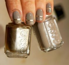 Gold & taupe. Manicured Nails, Celebrity Nails, Holiday Nail Art, Bohol, Pretty Nail Art, Fancy Nails, Creative Nails