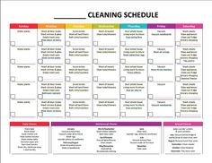 a cleaning schedule is shown in this image