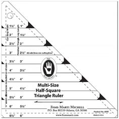 a triangle ruler with the measurements for each side