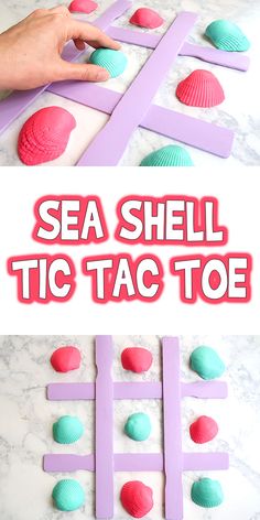 sea shell tic tac toe game for kids to play on the beach with