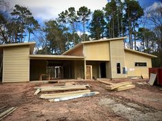 a house is being built in the woods