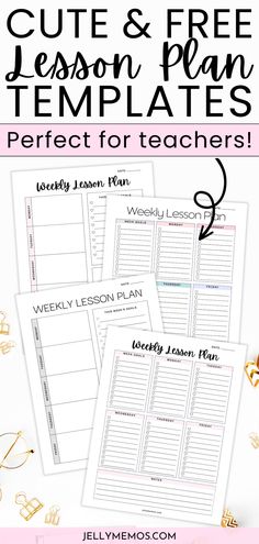 the free lesson plan for teachers with text overlay that reads, cute & free lesson plan templates perfect for teachers