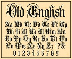 an old english alphabet with the letters and numbers