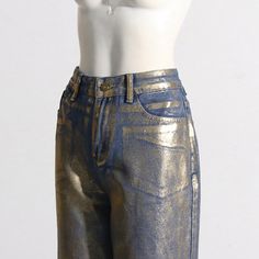 Shimmer your way to style with METALLIC FOIL OMBRE HIGH WAIST POCKET WIDE LEG BAGGY JEANS. These high-waisted wide leg jeans stand out with a unique metallic coating, perfect for adding a touch of fun to any outfit. Size Chart（CM）: Wide Leg Baggy Jeans, High Waisted Wide Leg Jeans, Dress Satin, Denim Cotton, Metallic Foil, Dress Cover, Baggy Jeans, Mesh Dress, Satin Dresses