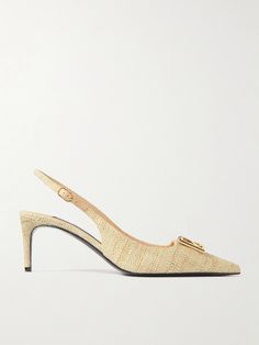 There's something so eternally chic about Dolce & Gabbana's pumps. Crafted in Italy from raffia, they're embellished with gold-tone logos at the pointed toes and have buckled slingback straps for a secure fit. With a little care, you'll have them for years. Build Wardrobe, Heels Strappy, Dolce Gabbana Shoes, Slingbacks, Shoes Heels Pumps, Slingback Pump, Strappy Sandals, Pump Shoes, Pumps Heels