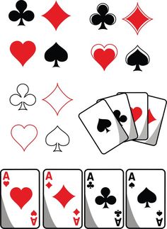 playing cards are arranged in the shape of hearts and spades