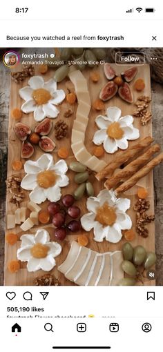 food is displayed on a wooden board with an instagramr for the recipe and description