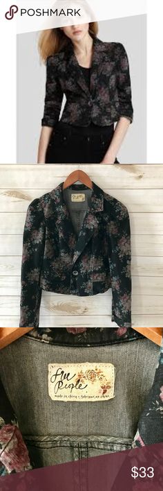 Free People Denim Floral Blazer This is in moderately used condition. Free People Jackets & Coats Blazers Free People Jacket, Floral Blazer, Free People Denim, Free People Black, Suit Jackets, Blazer Suit, Suit Jacket, Free People, Jackets & Coats