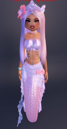 an animated image of a mermaid with long hair