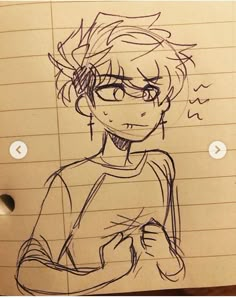 a drawing of a boy with glasses on his face