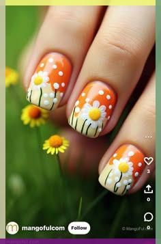 Fun Spring Nails Design 2024, Spring Fingernail Ideas, Nails May 2024, Fun Spring Nails 2024, Fiesta Nails Designs, Spring Fingernails, May Nails Ideas 2024, Nail Art Fancy, Wild Flower Nails