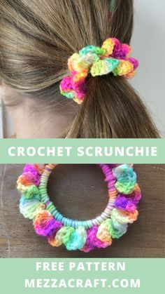 the crochet scrunchie is an easy and fun project for beginners