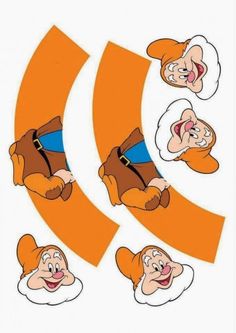 an image of snow white and the seven dwarfs in cartoon form with different facial expressions