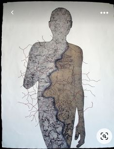 a drawing of a man with lines on his body