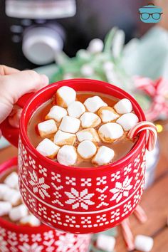 hot chocolate with marshmallows in a red mug