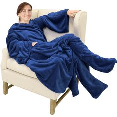 Catalonia snuggle style TV blanket with sleeves and feet pockets is super plushy, cozy wearable throw keep you stay warm and cozy from head to toe all year. It has front pouch, sleeves, built-in feet pockets to keep you warm and allows complete freedom of movement. You can wear it while you are reading, playing, watching TV on bed, sofa etc. Care Instructions: Machine wash in cold water. Oversize 75" x 53", one size fits most adult. It is available in different colors to choose. Comes in storage bag for wearable blanket packaging, perfect for holidays gift, Mother Day's Gift, Thanksgiving gift, Christmas gift. Package Including: 1x Wearable throw blanket with sleeves & feet pockets Blanket With Arms, Blanket With Sleeves, Mother Days Gift, Soft Legs, Snuggle Blanket, Hoodie Blanket, Wearable Blanket, Hooded Blanket, Oversized Hoodie