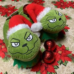 Stay Festive And Warm This Holiday Season! New With Tags Grinch Slippers! Size 8.5-9.5 Grinch Slippers, Grinch Head, Grinch Plush, Womens Mary Jane Flats, Striped Slippers, Fuzzy Slides, Ugg Tasman Slippers, Irregular Choice Shoes, Mary Jane Shoes Flat