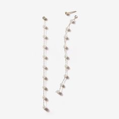 Hanging Chain White Pearl Earring Duster Earrings, Earring Inspiration, White Pearl Earrings, Anklet Designs, Beads Ideas, Initial Earrings, White Pearl Earring, Earrings Inspiration, Anniversary Jewelry