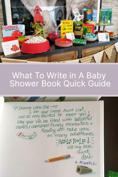 what to write in a baby shower book quick guide for parents and their children with pictures on it