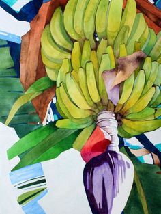 a painting of a bunch of bananas hanging from a tree