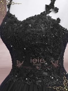 Black Lace Ball Gown Wedding Dress - Faith by ieie Bridal Black Lace Ball Gown, Untraditional Wedding Dress, Lace Ball Gown Wedding Dress, Black Lace Wedding Dress, Black Lace Wedding, Wedding Dress Black, Wedding Dresses Lace Ballgown, Embroidered Wedding Dress, Wedding Dresses Cinderella