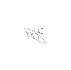 a black and white drawing of a star in the sky with a rocket on it's side