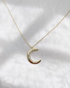 Our Rian Crescent Moon Necklace adds a touch of magic to your style! A beautiful and timeless piece, this necklace celebrates the phases of life. Show off your personality with a timeless accessory that’s bold and inspiring. Shine brighter with this special, gold necklace! DETAILS - Crafted with pure sterling silver and optional gold-plating - 16" chain with a 2" extension - Approximately 20mm tall & 15mm wide VARIATIONS If you require any variation of this style (longer chain length, etc) feel Moon Necklace Gold, Crescent Moon Necklace Gold, Im So Fancy, Nameplate Necklace, Photo Necklace, Crescent Moon Necklace, Timeless Accessories, Moon Necklace, Long Chain