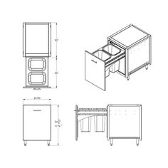 the drawing shows an open drawer and sink