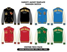 Jacket Tech Pack, Varsity Jacket Mockup, Tech Pack Template, Jacket Mockup, Flat Sketches, Women Maxi