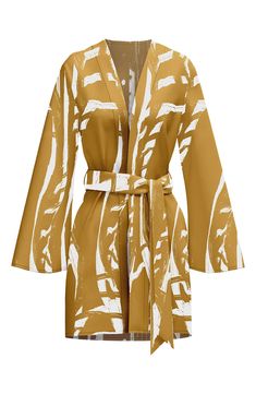 DIARRABLU Gold Suto Mini Wrap Jacket | Nordstrom Small Atelier, Satin Kimono, Kimono Wrap, Mini Wrap, Wrap Jacket, Tan Dresses, Blue Swimsuit, Maxi Wrap Dress, Clothing Size Chart