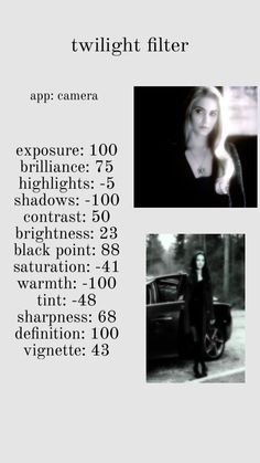 an advertisement for the twilight film, with two pictures of a woman in black and white