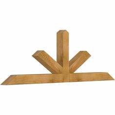 a wooden shelf that has three pieces of wood on it and one piece of wood in the shape of an arrow