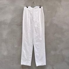 Size: 28x33 Waist - 28in Inseam - 33in Front Rise - 13in Leg Opening - 8in Hip - 18in Thigh - 12in General wear, check all measurements before purchasing, no refund will be allowed all information is provided in each description. 1980's, Vintage, Made in USA, Military Issued, 100% cotton, Men's Parade Trousers, No Major Flaws small stain shown in photos, major or cadet officer dress white trousers, zipper fly, nice thick quality cotton. Military Dress, Usa Military, Military Dresses, White Trousers, Pants Straight, White Pants, Dress White, American Vintage, Mens Bottom