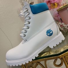 Brand New Blue Turquoise Boots With Tags Custom Timberland Boots, Blue Timberland Boots, Shoe List, Turquoise Boots, Natural Hair Removal, Sophisticated Fashion, Jordan Shoes Retro, Shoes Retro, Timberlands Shoes