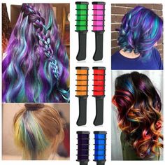 Underlights Hair, Hair Colorful, Temporary Hair Dye, Dark Brunette Hair, Hair Color Cream, Hair Chalk, Temporary Hair Color, Hair Color Purple, Short Hair Color