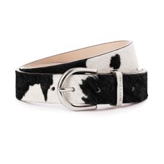 The Belmont Cowhide Belt is the ultimate little luxury, crafted from supple Italian hair on hide and centred around a polished silver buckle. A stunning blend of traditional craftsmanship and contemporary design, the Belmont Cowhide Belt is sure to elevate your everyday look and compliment your individual style. The perfect addition to every wardrobe and proudly made in England. - 32mm wide with five holes - Luxury Nubuck leather lining  - Brown & White Italian hair on hide  - Hyde & Hare emboss Cowhide Accessories, Black White Hair, Cowhide Clutch, Italian Hair, Cowhide Print, White Italian, Clutch Purse Black, Womens Leather Belt, Leather Weekender Bag